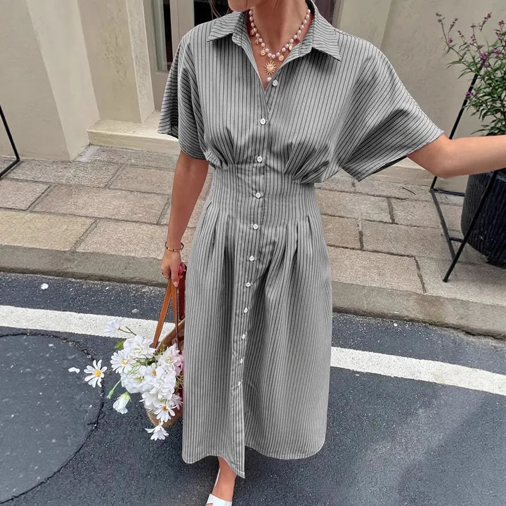 Delphine | Abito a camicia a vita plissettata a righe