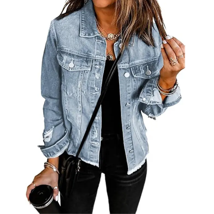 Brenda | Giacca classica in denim effetto vissuto
