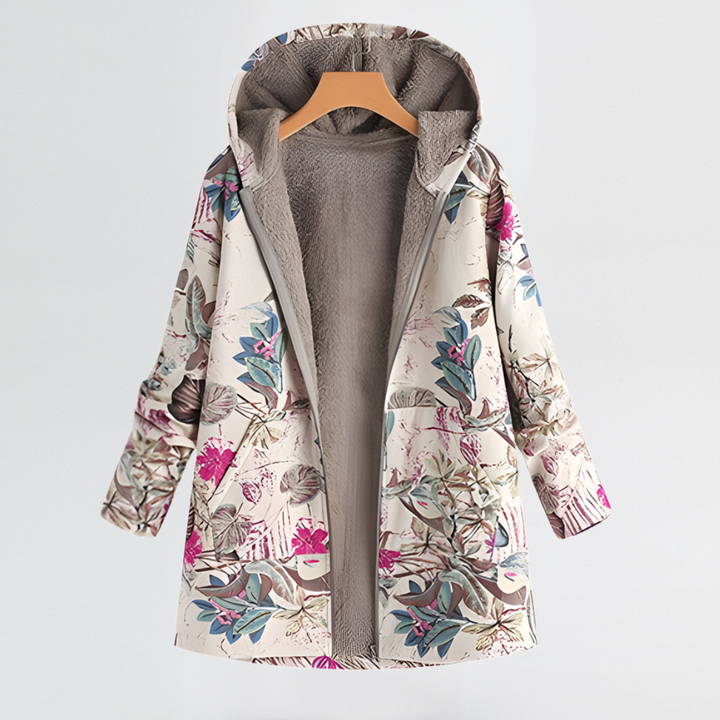 Rosalie | Cosy Floral Hooded Jacket with Relaxed Fit