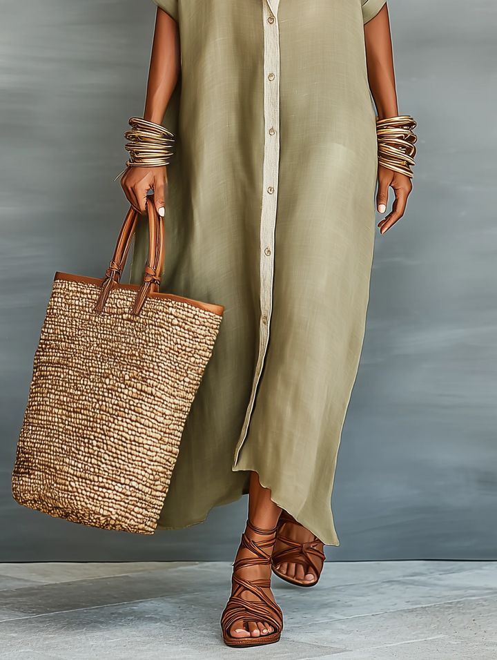 Manuela | Minimalist Olive Green Long Dress