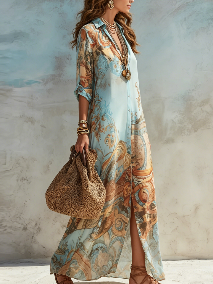 Rowena | Abito chemisier mediterraneo