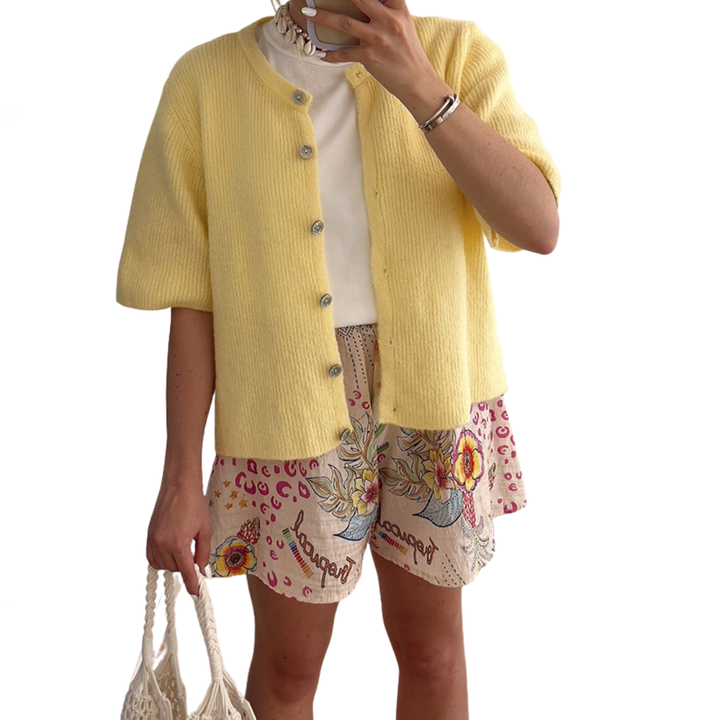 WREN™ – Cardigan a maniche corte a coste morbide con bottoni