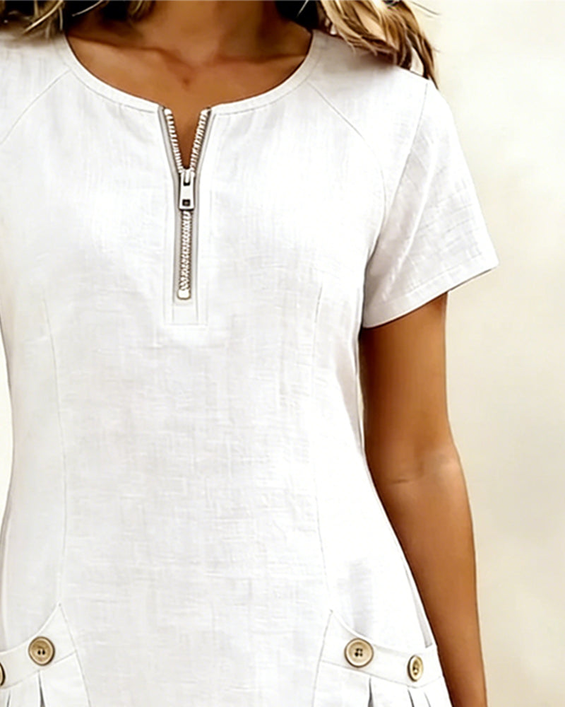 L'abito Amelia | Con zip e tasche in cotone