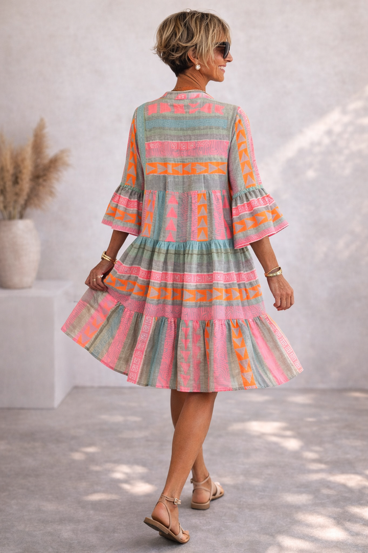 Irene | Patterned Flowing Midi Dress
