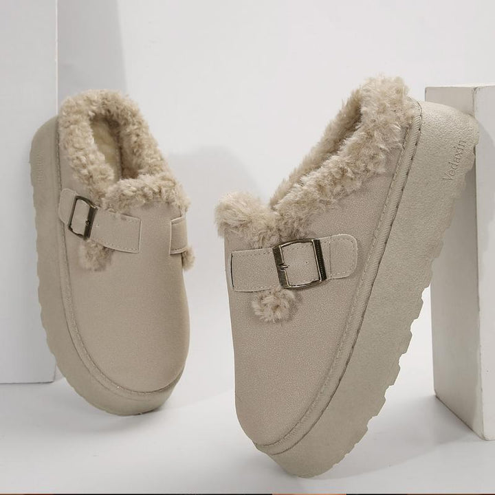 ELLA™ - Stivaletti Pantofola in Camoscio Felpato con Fibbia da Donna