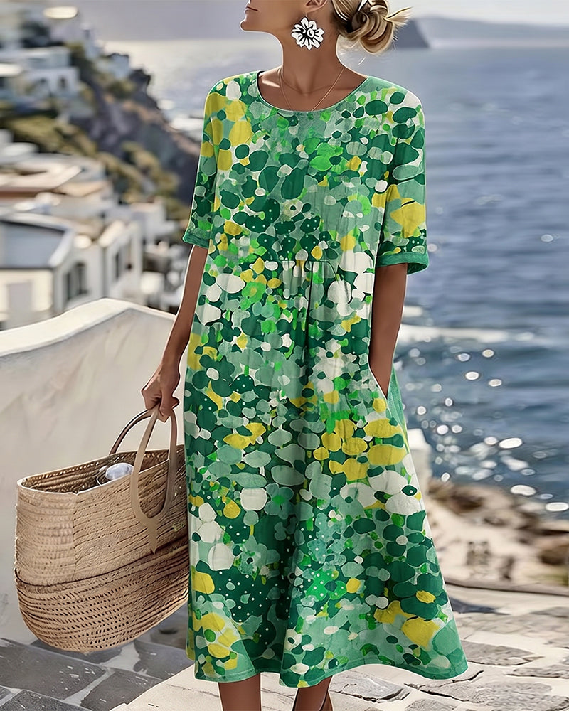 ELENA™ - ABITO MIDI ESTIVO FLOREALE ED ELEGANTE