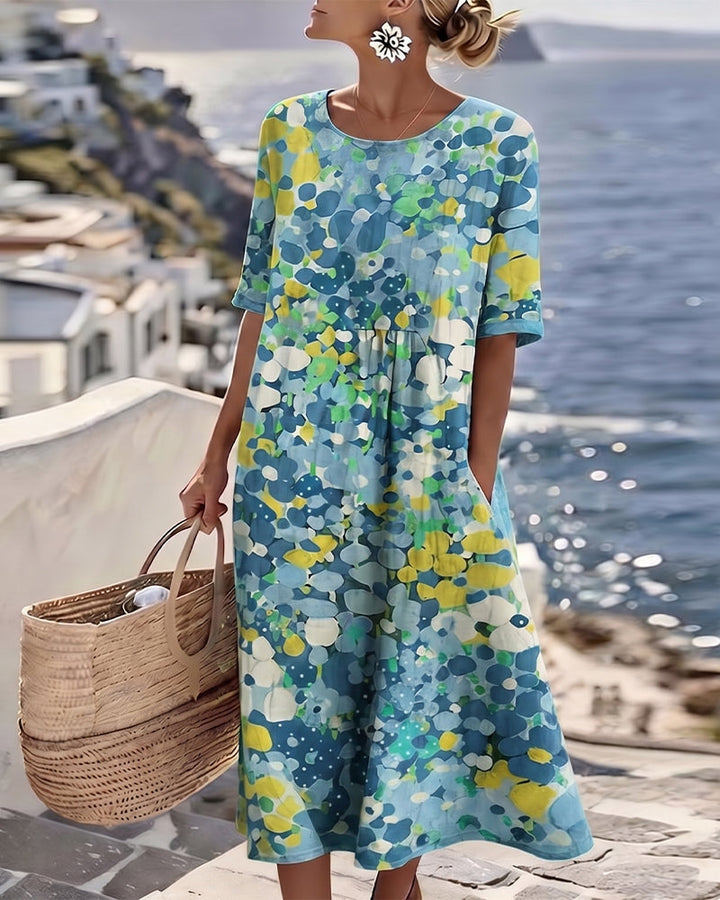 ELENA™ - ABITO MIDI ESTIVO FLOREALE ED ELEGANTE