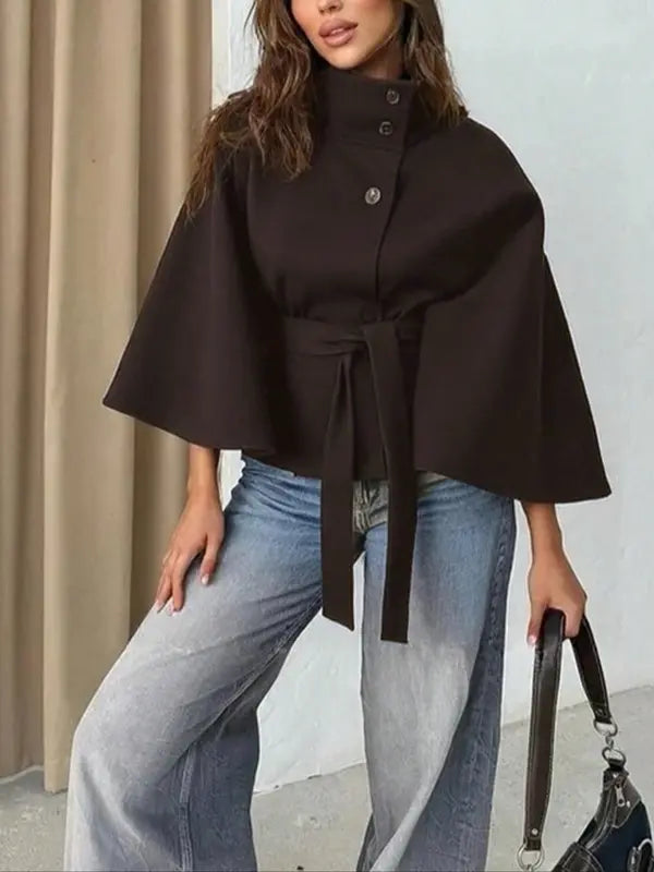 THELMA™ - Cappotto a mantella in lana da donna con fibbia frontale, ideale per l'autunno e l'inverno