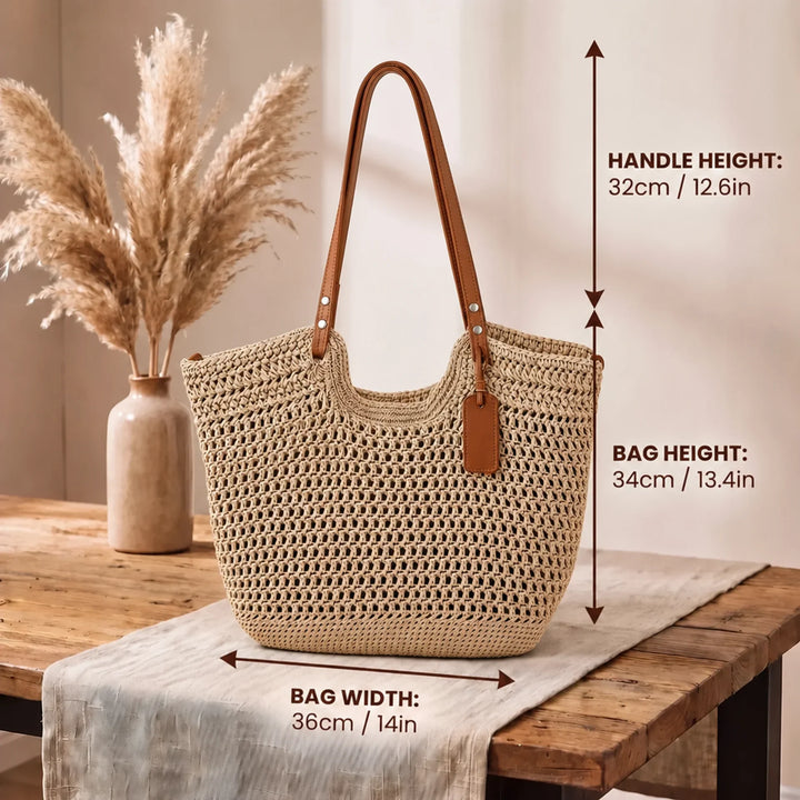 Clare | La Borsa Tote all'Uncinetto Tessuta a Mano
