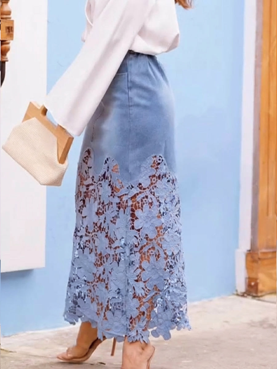 Grace | Denim Lace Skirt