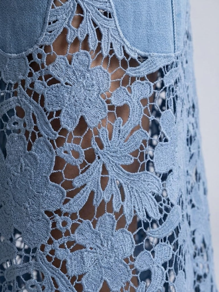 Grace | Denim Lace Skirt
