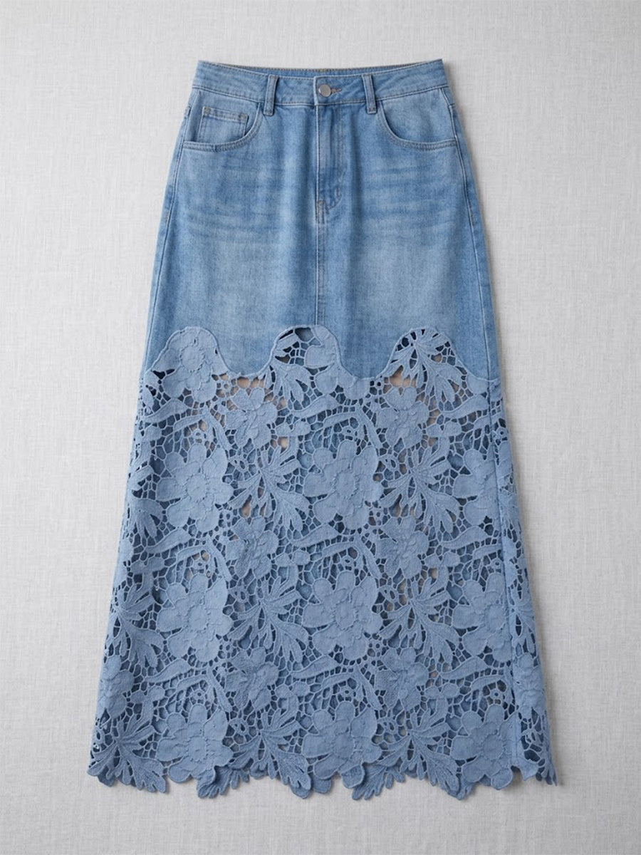 Grace | Denim Lace Skirt