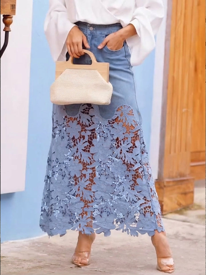 Grace | Denim Lace Skirt