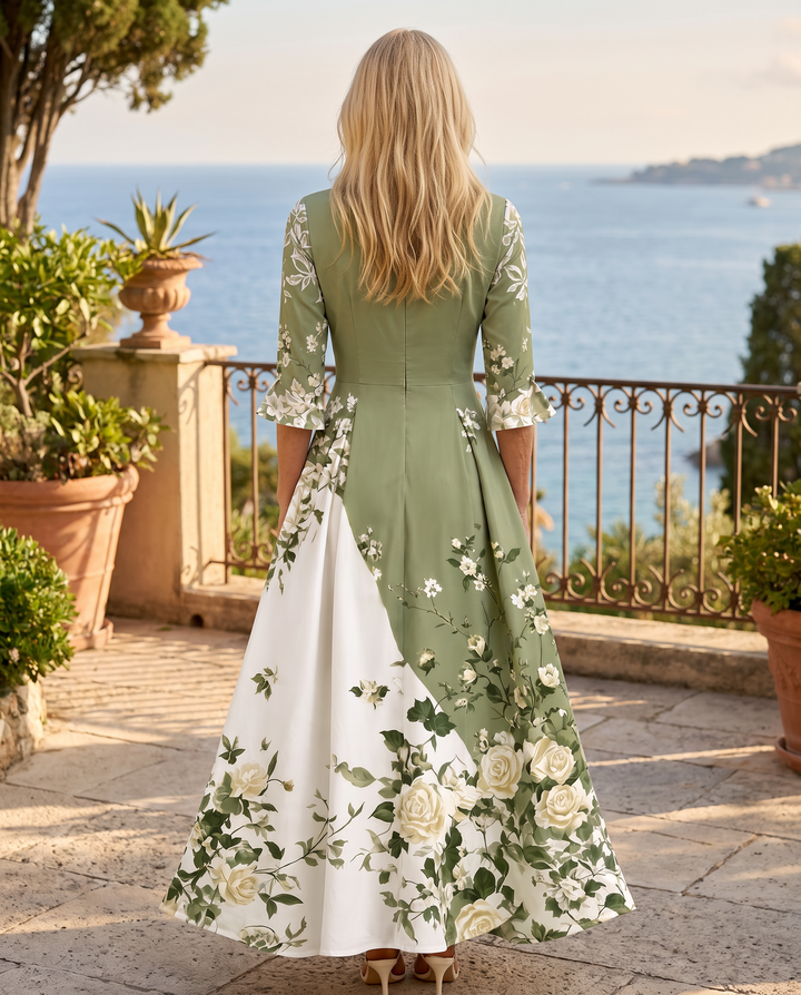 Abito lungo Sage Garden Rose con tasche